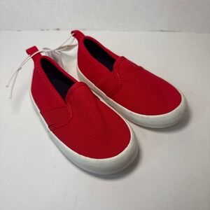 Old Navy Toddler Red Canvas Slip On Sneakers Size 6 NEW